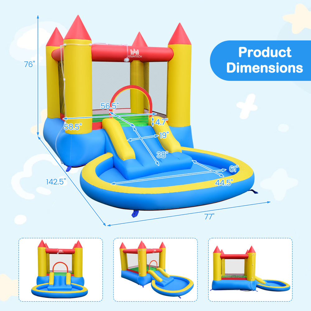 Kids Water Park Wet Dry features a colorful castle design, splash pool, and water slide for active outdoor fun.