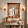 29" x 23" Rectangle Farmhouse Wall Mirror with Metal Bracket for Bathroom-Brown - Gallery View 1 of 9