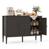 Vintage 47" buffet cabinet in brown with 3 drawers, 2 cabinets, and adjustable shelves for organized dining room storage.