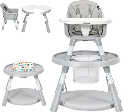 Costway 5-in-1 Baby Highchair Height Adjustable 2-Tier Tray Storage Basket 52719686 New