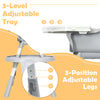 Side view of the 5-in-1 baby highchair featuring a 3-position adjustable tray and height-adjustable legs for versatile use.