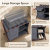 Bamboo luggage rack with 5 nylon straps, large storage space, and compartments for easy access and organization.