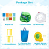 Carrying bag for inflatable water slide set, includes 9 ground stakes and a repair kit for outdoor fun.