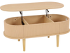 Lift top coffee table with a fluted design and spacious storage compartments, ideal for enhancing mid-century modern living rooms.