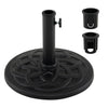 Round 20 lbs patio umbrella base in black, featuring a non-slip design and adapters for 1.5" and 1.9" poles.