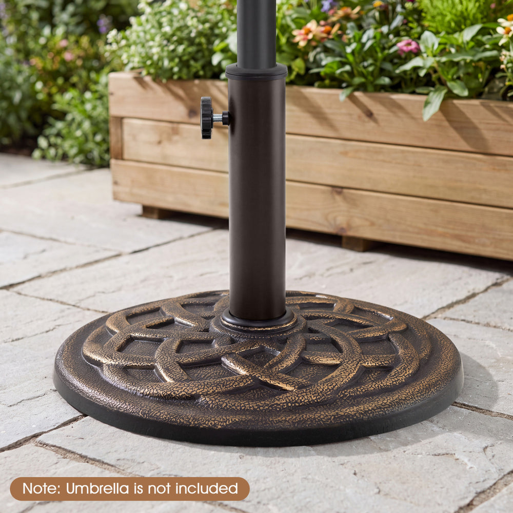 20 lbs Patio Umbrella Base 17" Round with Adapters for 1.5" 1.9" Outdoor Poles-Bronze - Gallery View 1 of 10