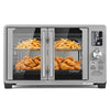 26.4 Quart French Door Convection Toaster Oven with dual heating, 11 presets, and tempered glass doors for easy cooking.