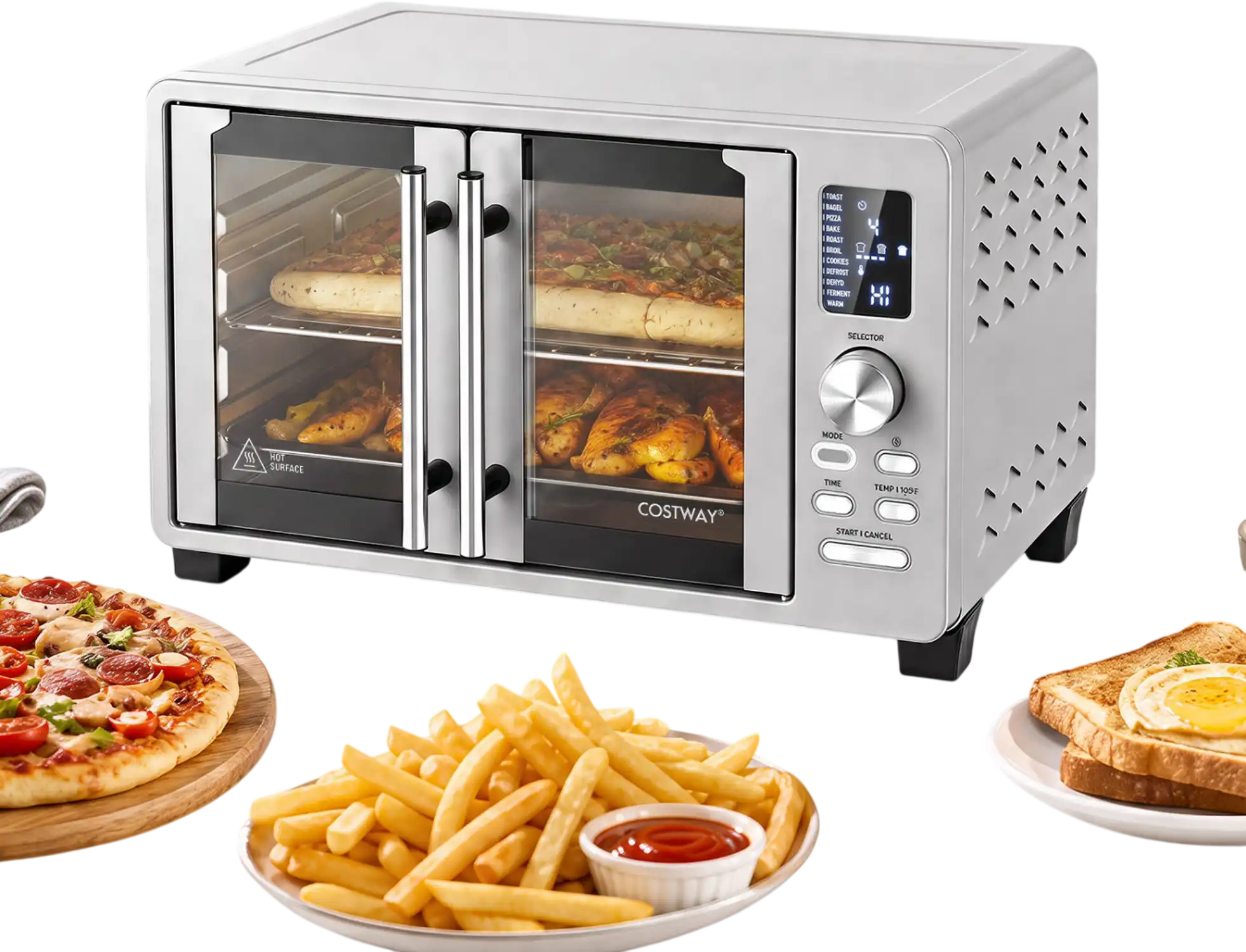 Costway 26.4 Qt French Door Convection Toaster Oven 11 Presets 1500W Countertop Oven 17366458 New