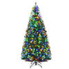 7ft artificial Christmas tree with colorful lights, part of a complete holiday living room decor set for festive ambiance.