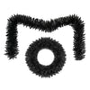 Black 24-inch wreath and 9-foot garland set with 389 branch tips and purple LED lights for Halloween decoration.