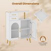 Modern buffet cabinet sideboard in white with translucent doors, open shelf, and spacious storage for organized living.
