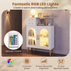 Modern buffet cabinet sideboard in white with RGB LED lights, translucent doors, and spacious storage for a stylish home.
