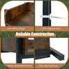 3-tier record player stand in rustic brown with heavy-duty metal frame, anti-toppling kits, and non-slip foot pads for stability.