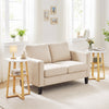White and natural 2-tier end table set with X-shaped base, perfect for magazines and plants in any living space.