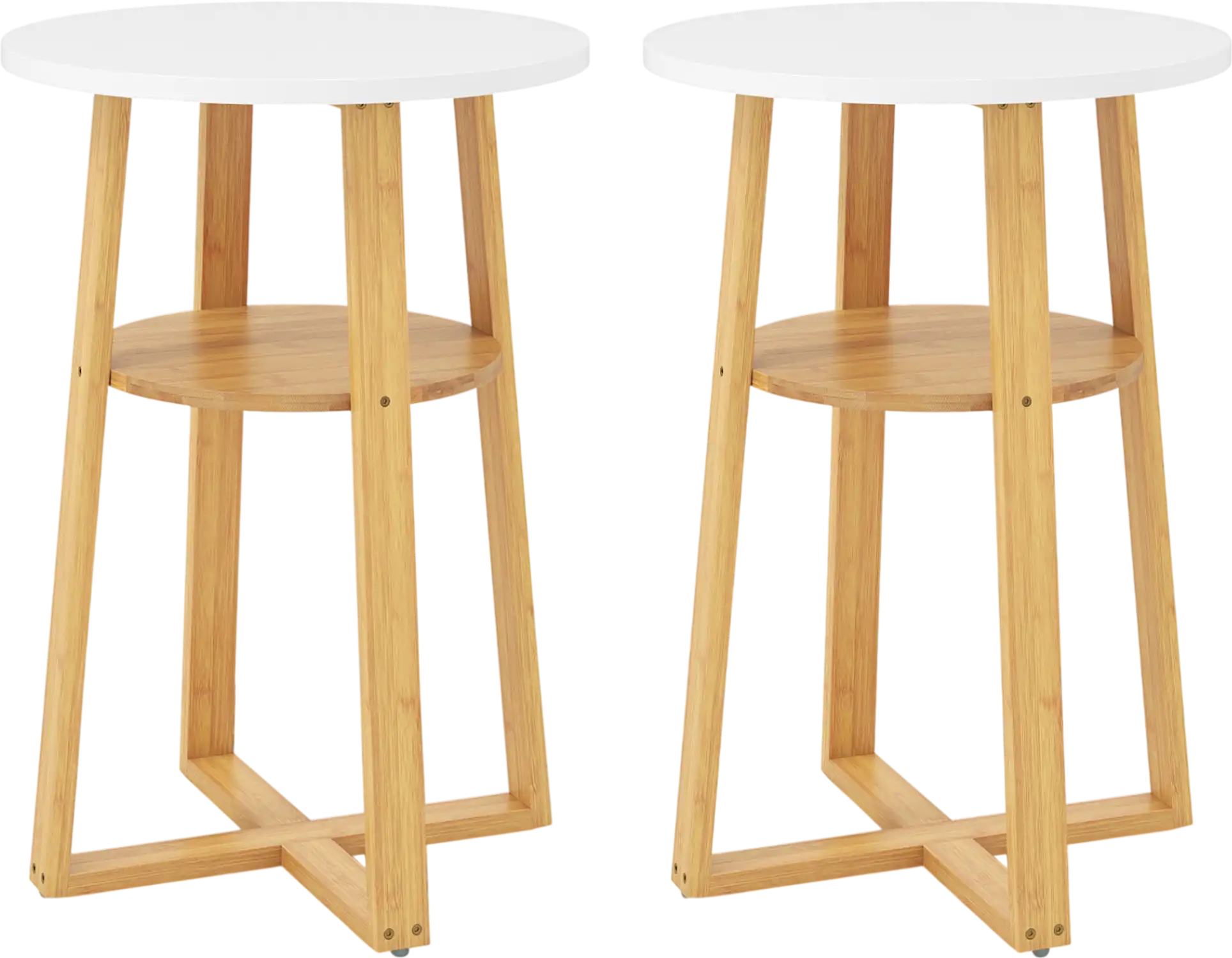 Costway Set of 2 2-Tier End Side Tables w/ Lower Shelf X-Shaped Base 74831914 New