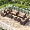 8-piece patio rattan conversation set in brown with padded cushions, ideal for outdoor relaxation on balconies or gardens.