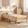 Solid Wood Platform Bed Frame with Headboard Wood Slat Support Natural-Twin Size - Gallery View 1 of 10