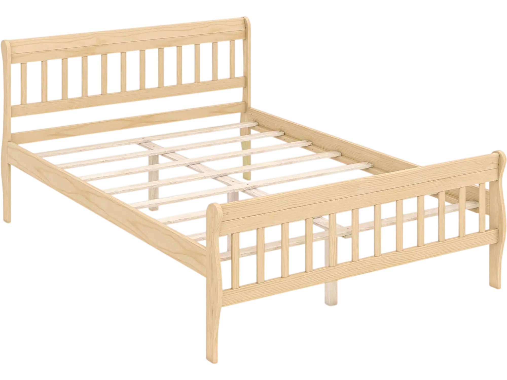 Costway Solid Wood Platform Bed Frame Headboard Natural 10536578 New