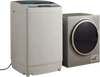 Compact washing machine and clothes dryer bundle in a laundry room setup, perfect for efficient use in small spaces.