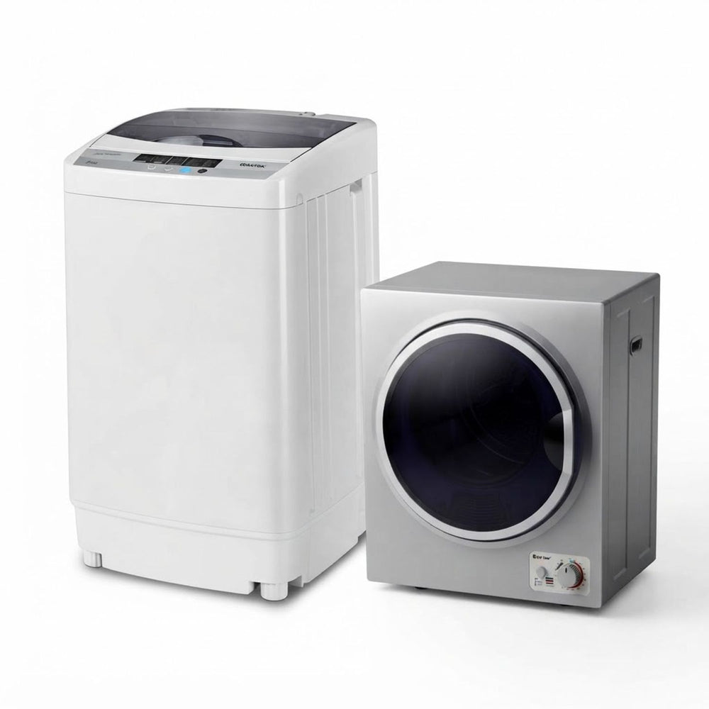 Compact electric clothes dryer with various drying modes and 1.5 cu. ft. capacity, designed for limited-space laundry areas.