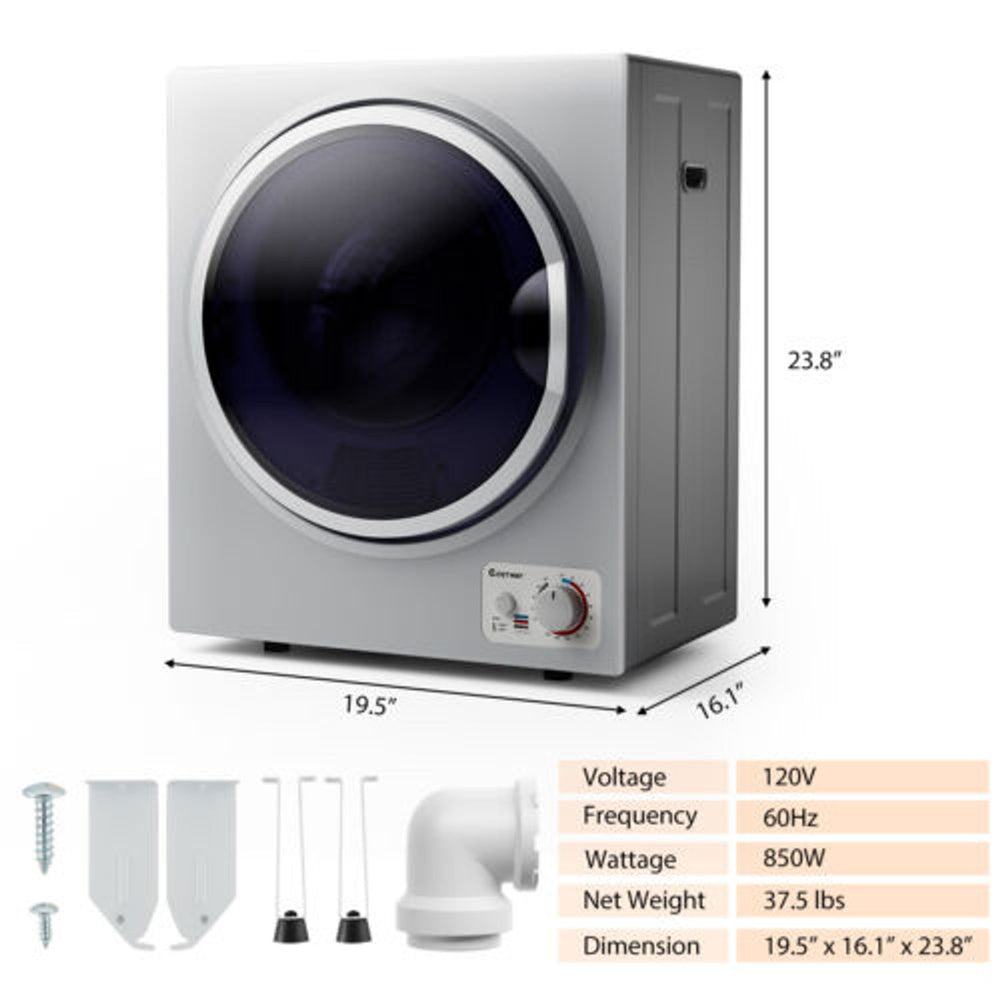 Compact washing machine and clothes dryer bundle with stainless steel tub, ideal for small spaces like apartments.