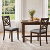 Wooden Dining Chairs Set of 2 with Fabric Padded Seat and Solid Rubber Wood for Kitchen-Brown - Gallery View 1 of 7