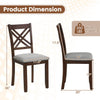 Brown wooden dining chair with padded linen seat, ergonomic backrest, and a weight capacity of 350 lbs for kitchen use.