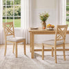 Wooden Dining Chairs Set of 2 with Fabric Padded Seat and Solid Rubber Wood for Kitchen-Natural - Gallery View 1 of 7