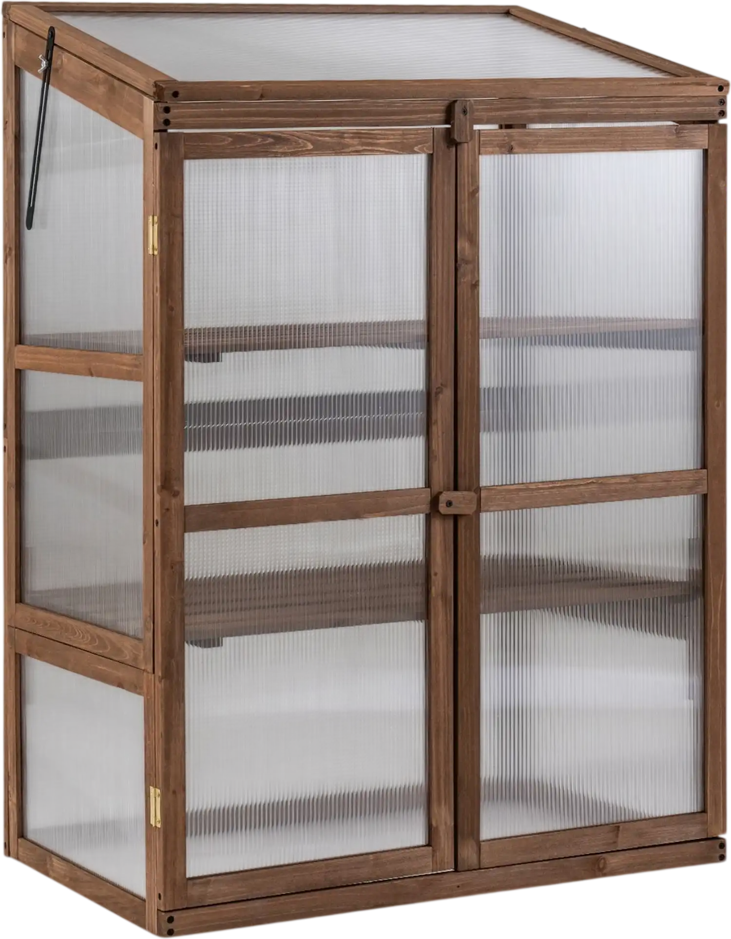 Costway Fir Wood Greenhouse Cabinet w/ Transparent Flip-Top Roof 2-Door Plant Shelf Protection 81863589 New