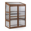 Fir Wood Greenhouse Cabinet with Transparent Flip-Top Roof and 2-Door Plants Shelf Protection-Brown - Gallery View 1 of 1