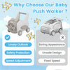 3-in-1 baby airplane shape push walker with wheels, tip-up seat, and speed adjustment for safe toddler play.