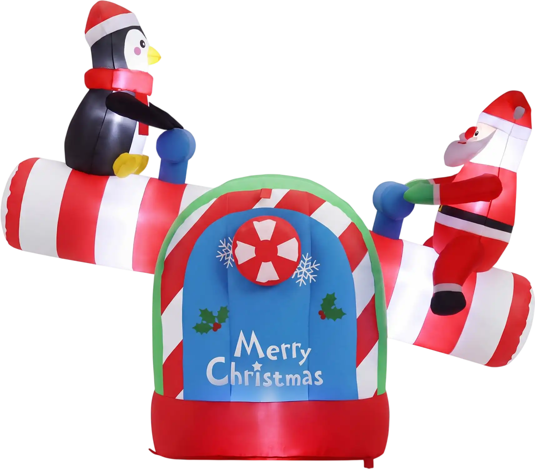 Costway 5.1' Inflatable Christmas Santa Penguin Seesaw LED Garden Decor 70657293 New