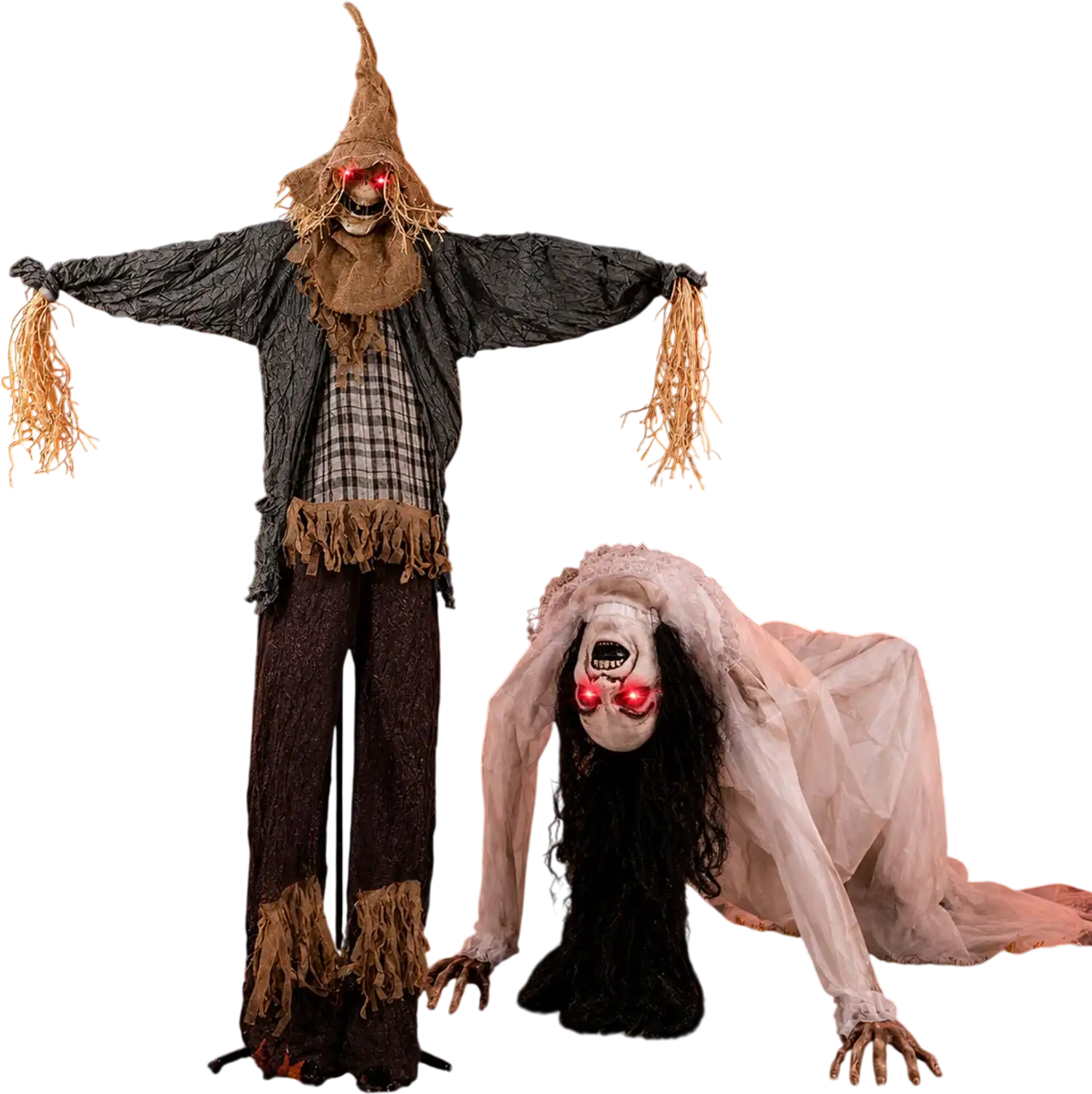 Costway 7' Halloween Animatronic Standing Scarecrow Crawling Woman Ghost 92164100 New