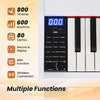 88-key portable digital piano keyboard in black and white with semi-weighted keys, 800 timbres, and wireless connection.
