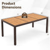 Acacia wood patio dining table measuring 75" x 36" x 29", designed for 8 people with a sturdy rattan frame.