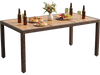 Rattan patio dining table made of solid acacia wood, seating up to 8 people, perfect for outdoor gatherings.