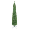 9-foot pre-lit pencil artificial Christmas tree with 1032 branch tips and 400 LED lights, ideal for small spaces.
