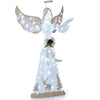 Stunning 5-foot pre-lit 3D glittered Christmas angel with 100 cold white lights and enchanting silhouette pattern.