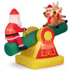Inflatable 5.5 FT Christmas teeter totter features Santa and reindeer with built-in LED lights for festive outdoor decor.