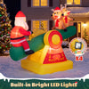 5.5 FT inflatable Christmas teeter totter featuring Santa and reindeer with bright LED lights for festive outdoor decoration.