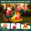 Colorful 5.5 FT inflatable Christmas teeter totter showcases Santa and reindeer with dynamic sway motion for outdoor fun.