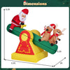 Inflatable 5.5 FT Christmas teeter totter features Santa and reindeer with LED lights, perfect for outdoor holiday decoration.