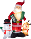 Santa, a snowman, and a reindeer in this 8 FT inflatable Christmas decoration set create a festive outdoor display.