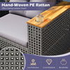 Corner loveseat from the 5-piece outdoor rattan sofa set features hand-woven PE rattan and comfortable cushions for relaxation.