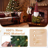 3 ft pre-lit mini tabletop Christmas tree in green and red features 20 LED lights and a Santa-inspired design for festive decor.