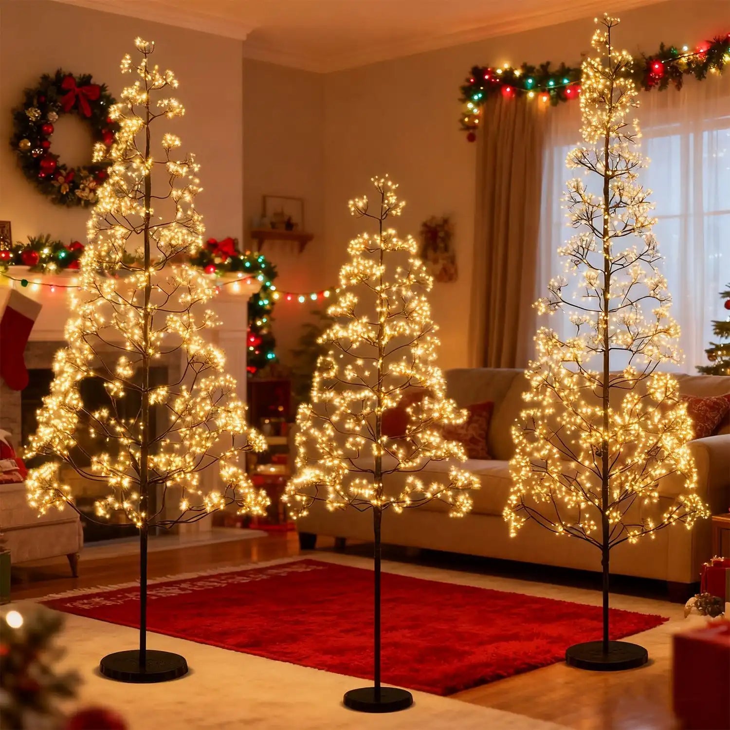 Costway Lighted Alpine Tree Warm White LED 87272308 New