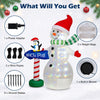 6 FT Christmas inflatable snowman with penguin and North Pole sign, colorful LED lights and outdoor ground stakes