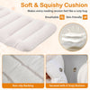 Padded white cushion close-up on the 2-in-1 Kids Bookshelf, showing breathable fabric and 6 snap buttons.