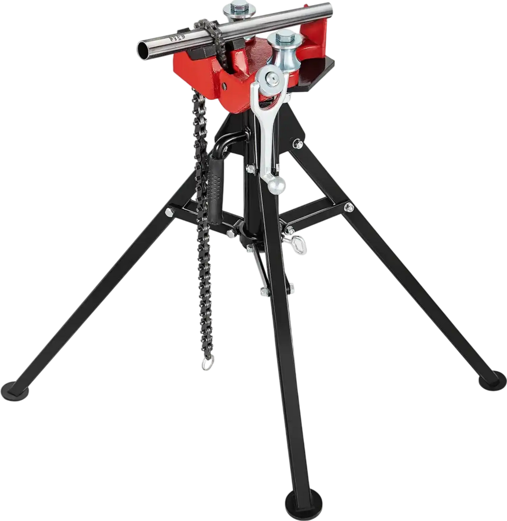 VEVOR Tripod Pipe Chain Vise, 1/8\"-5\" Pipe Capacity, 36.4“ Length Chain Vise Stand with Portable Folding Steel Legs, for Grabbing, Supporting and Bending Pipes in Factory, Workshop and Home