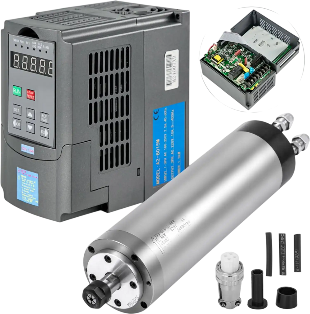 VEVOR 1.5KW Water Cooled Spindle Motor, High-Speed CNC Spindle Motor 4 Bearings 24000RPM 400HZ for Engraving Milling & Grinding Machine